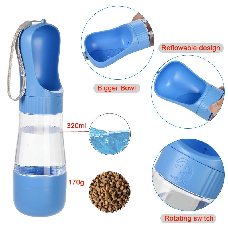 PetroNexus™ Portable Dog Water Bottle & Food Container — 2-in-1 Travel Bottle for Walking, Leak-Proof (Cats & Dogs)