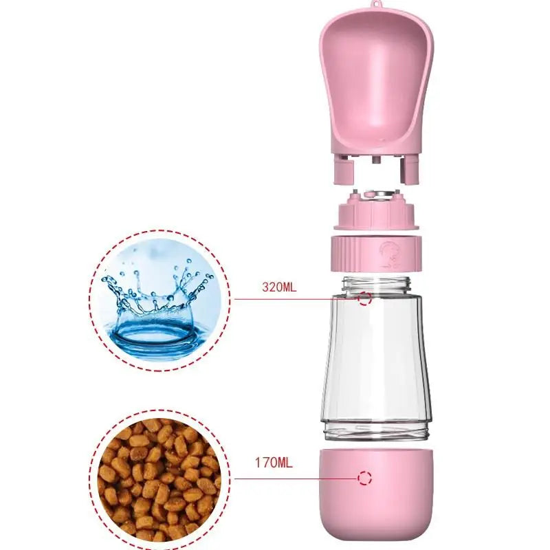PetroNexus™ Portable Dog Water Bottle & Food Container — 2-in-1 Travel Bottle for Walking, Leak-Proof (Cats & Dogs)
